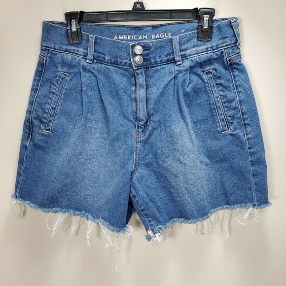 American Eagle Outfitters Pants - American‎ Eagle Mom Shorts Blue Jean Denim Pleat Front Sz 10